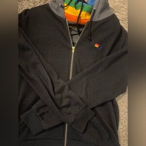 Aviator Nation Signature Black Hoodie with Rainbow Hood